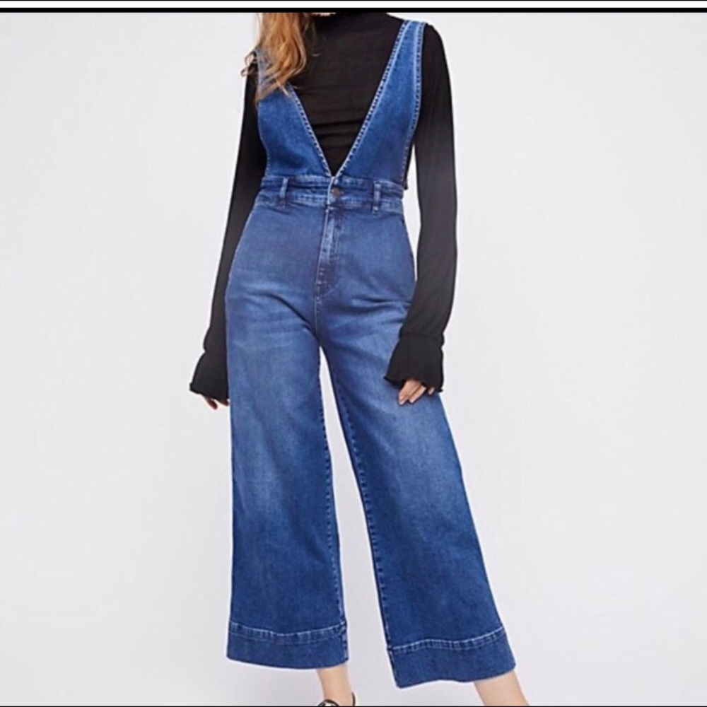 Free People Denim Overalls
